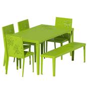 Salon de Jardin - Table & 4 chaises + 1 banc