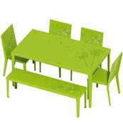 Salon de Jardin - Table & 4 chaises + 1 banc