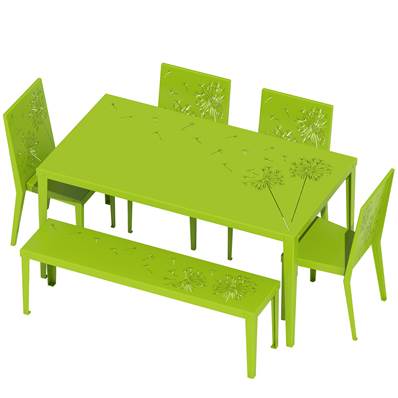 Salon de Jardin - Table & 4 chaises + 1 banc